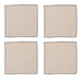 Four beige napkins with black borders on a white background