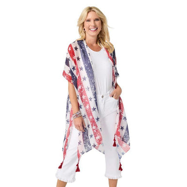 Stars & Stripes Tassel Wrap – Lightweight Patriotic Style