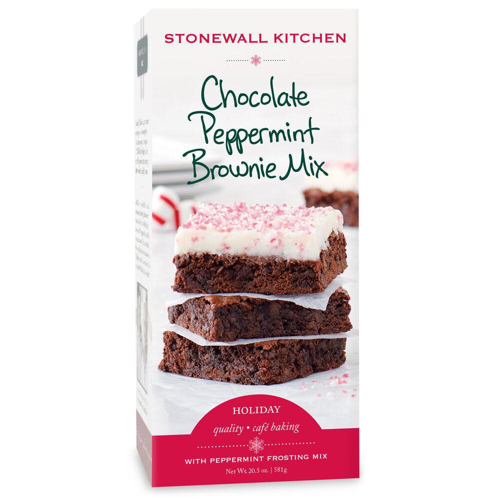 Stonewall Kitchen Chocolate Peppermint Brownie Mix packaging on a white background
