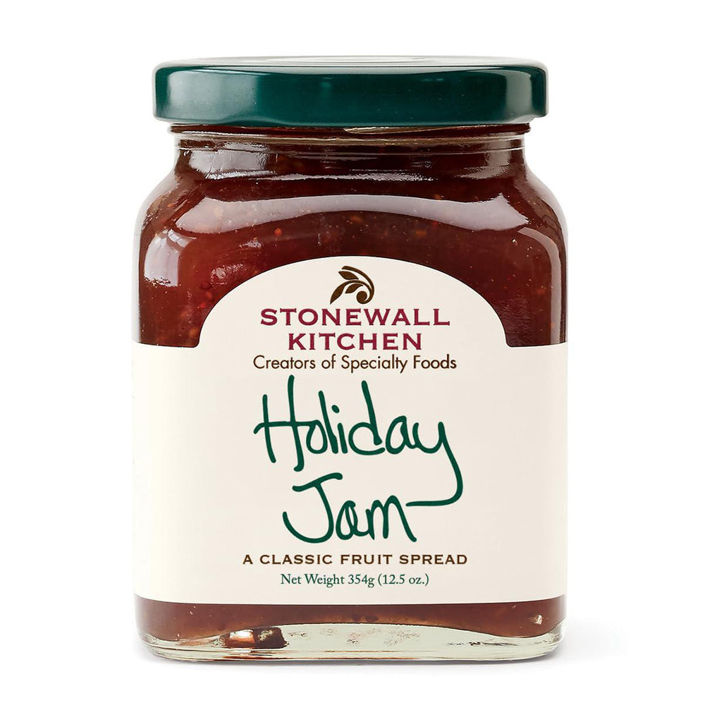 Jar of Stonewall Kitchen Holiday Jam on a white background