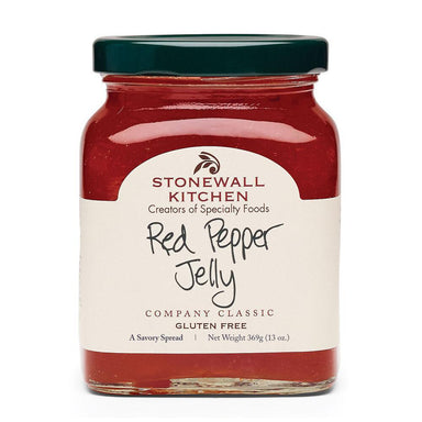 Jar of Stonewall Kitchen Red Pepper Jelly on a white background