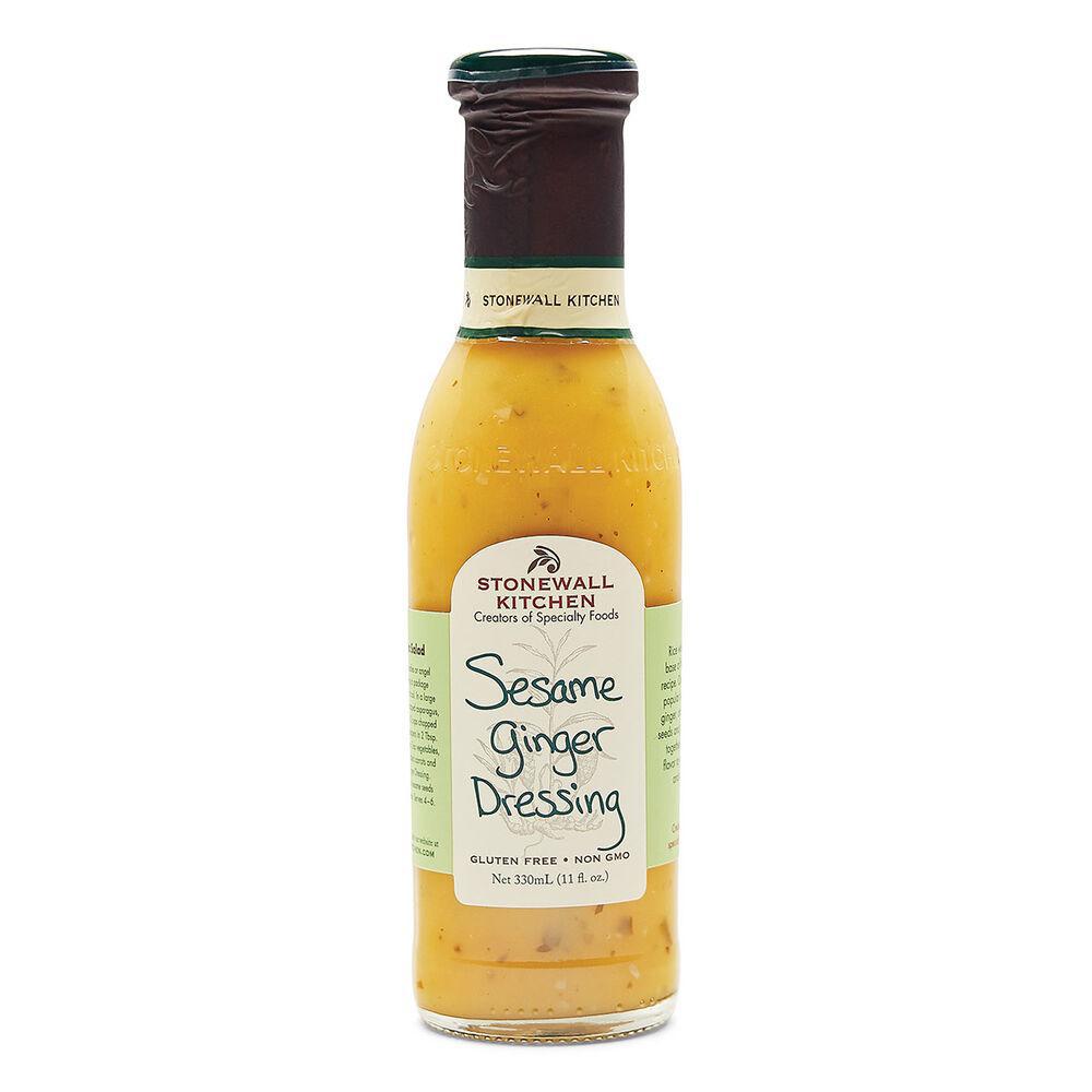 Bottle of Stonewall Kitchen Sesame Ginger Dressing on a white background