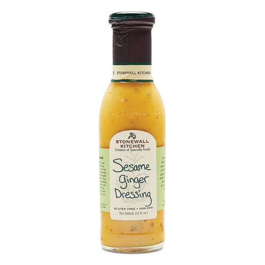 Bottle of Stonewall Kitchen Sesame Ginger Dressing on a white background