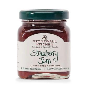 Jar of Stonewall Kitchen Strawberry Jam on a white background