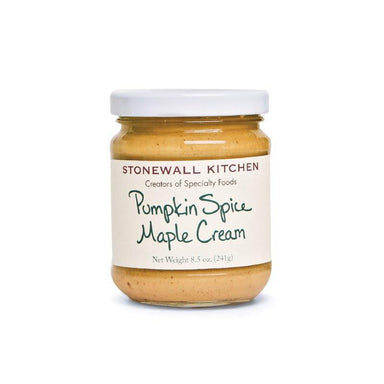 Jar of Stonewall Kitchen Pumpkin Spice Maple Cream on a white background