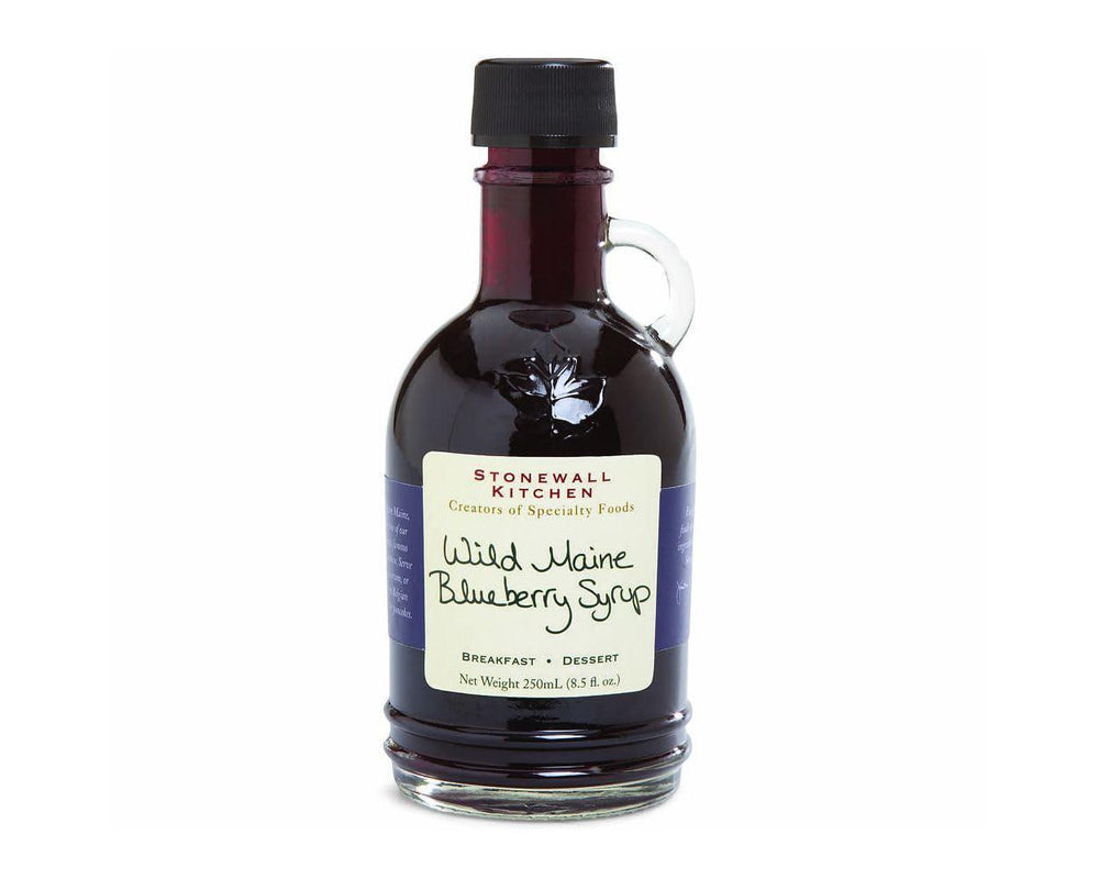 Bottle of Wild Maine Blueberry Syrup on a white background