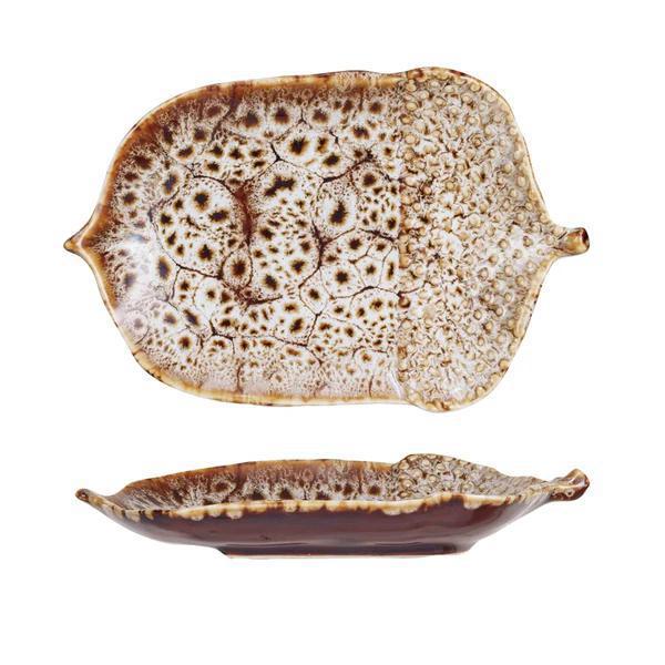 Stoneware Acorn Plate – Reactive Glaze, 5.5", Brown