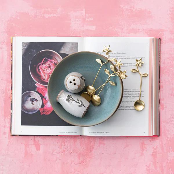 Stoneware Salt & Pepper Shakers with Floral Tray – by Lori Siebert