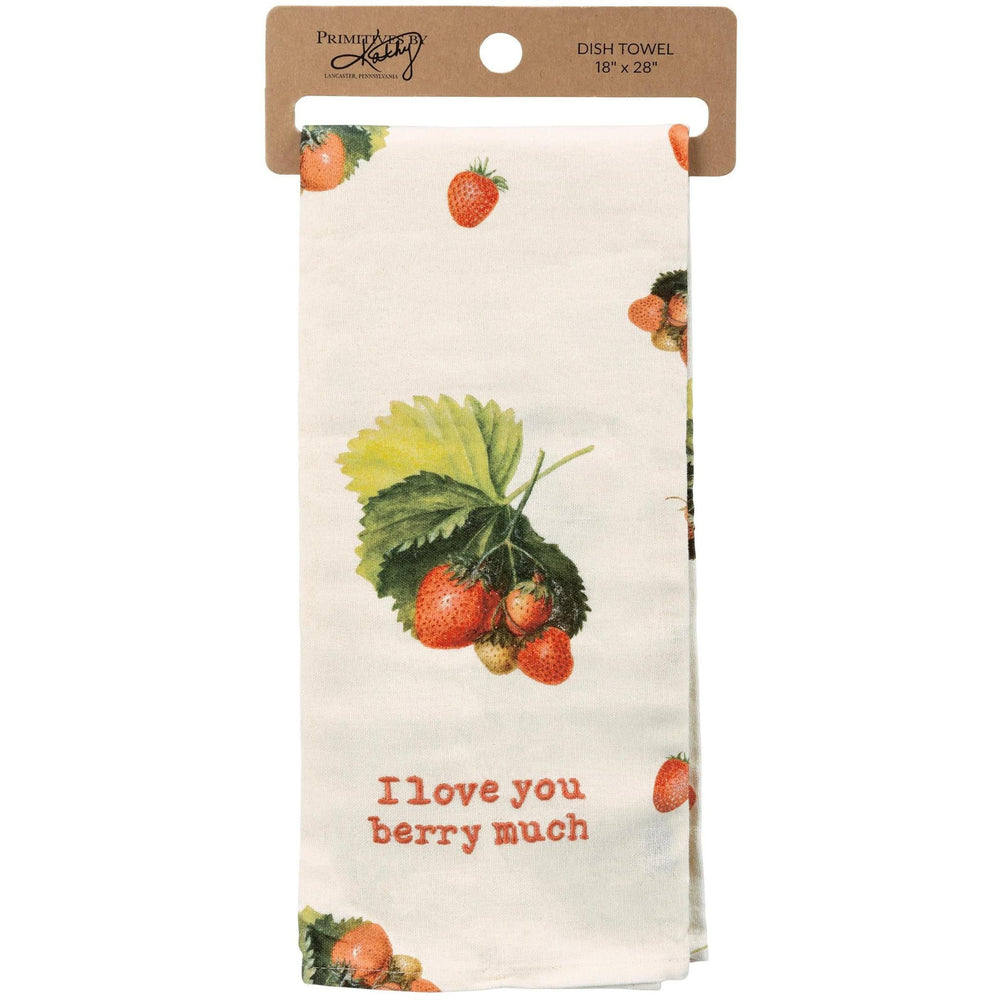 Strawberry Print Kitchen Towel – I Love You Berry Much Cotton-Linen