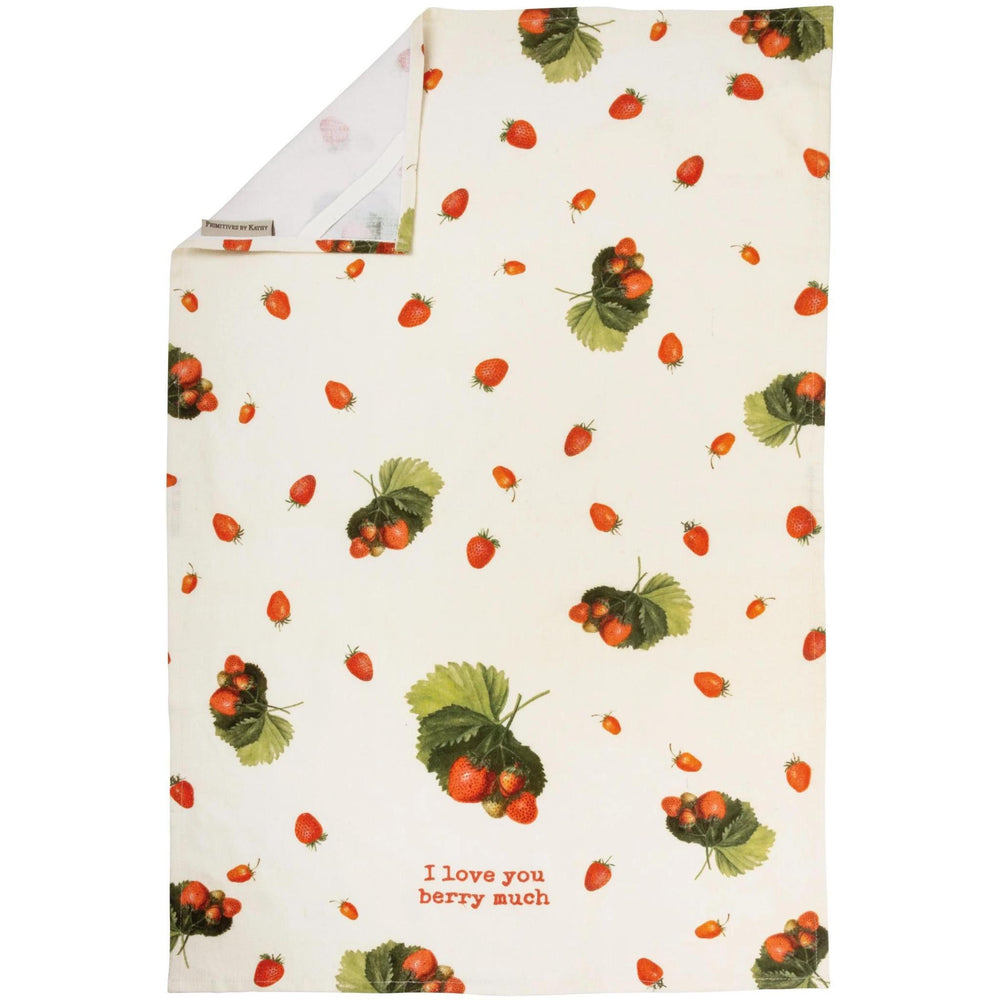 Strawberry Print Kitchen Towel – I Love You Berry Much Cotton-Linen