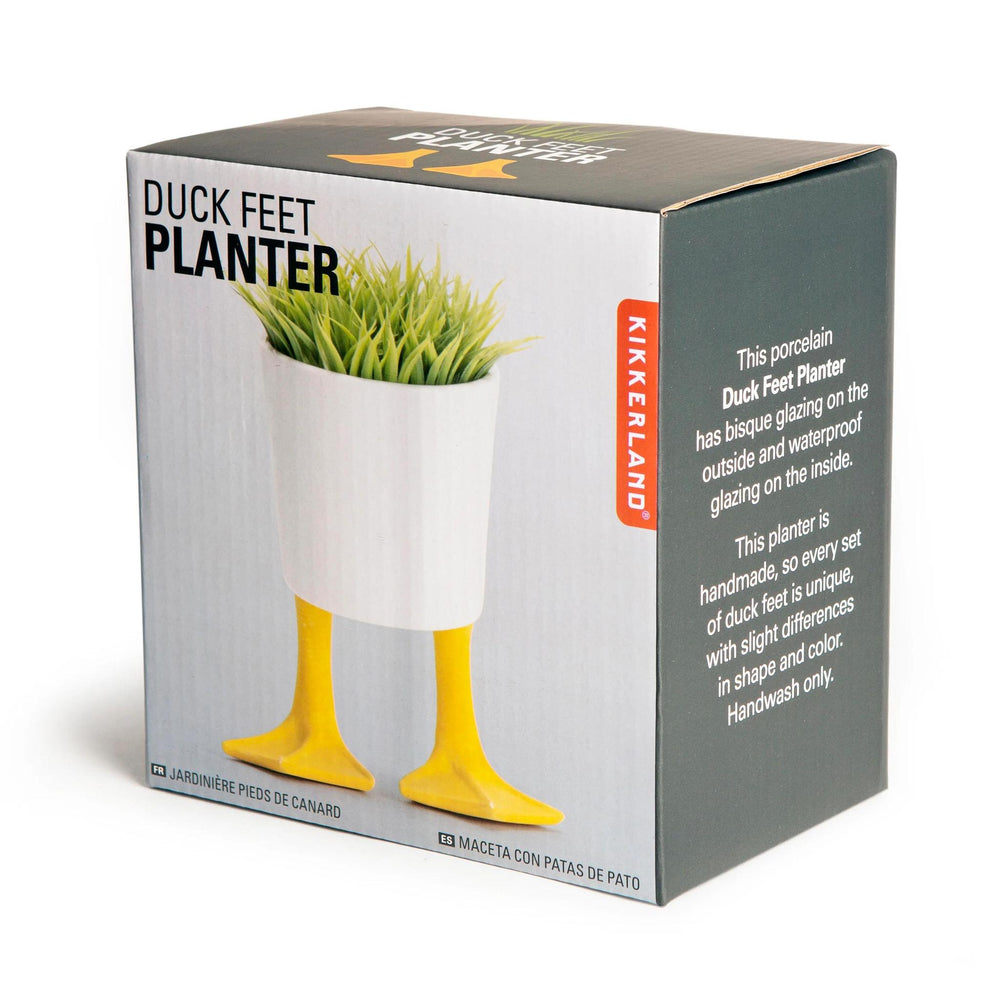 Kikkerland Duck Feet Planter packaging with product image and branding.