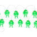 String of green frog-shaped lights on a white background