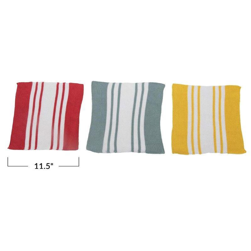 Striped Knit Cotton Dish Cloth – Square (11.5")