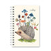 Notebook with a hedgehog and mushrooms illustration on a white background