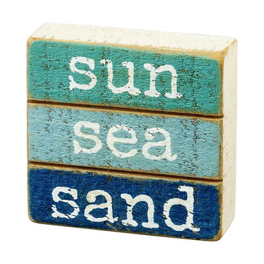 Sun Sea Sand Slat Block Sign: Beach-Inspired Decor for Your Home