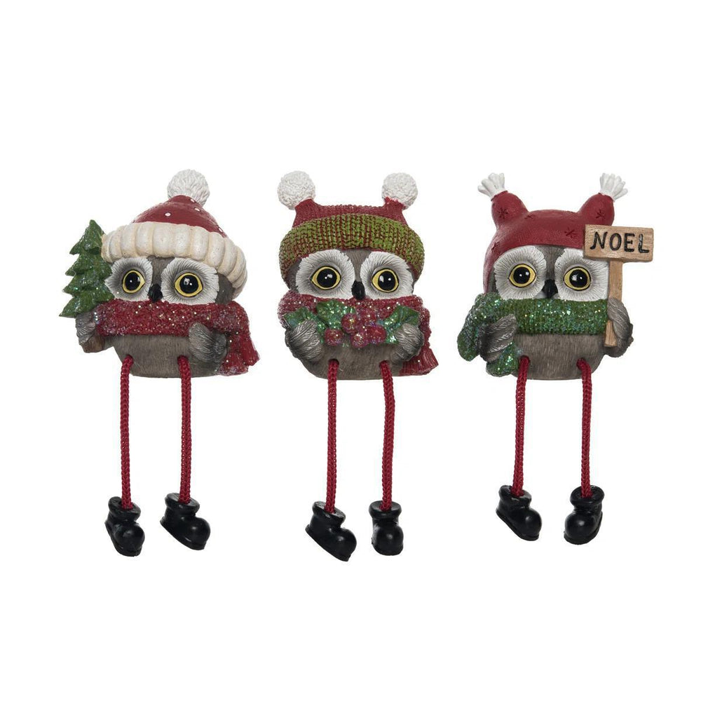 Sweet Holiday Owl Shelf Sitter – 3 Designs, 3.25"