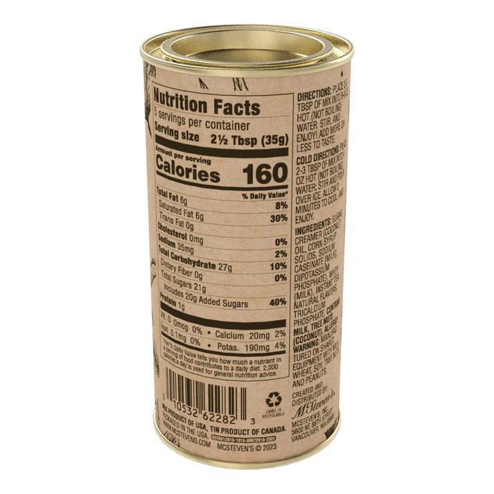 Can with nutrition facts label on a white background
