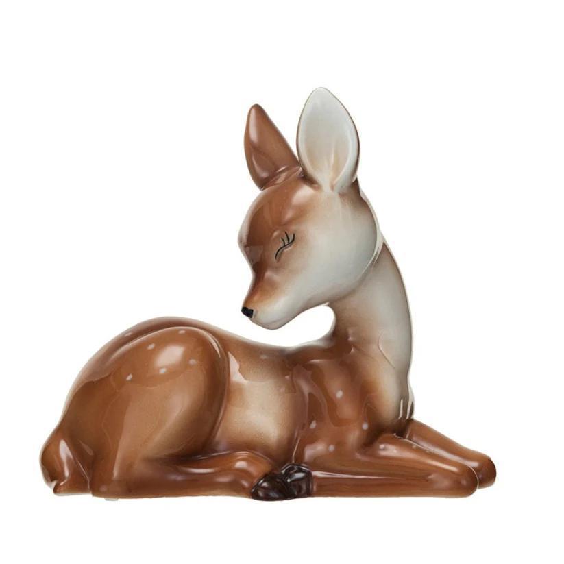 Sweet Vintage-Inspired Ceramic Lying Fawn Décor