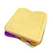 Yellow and purple plastic lid on a white background