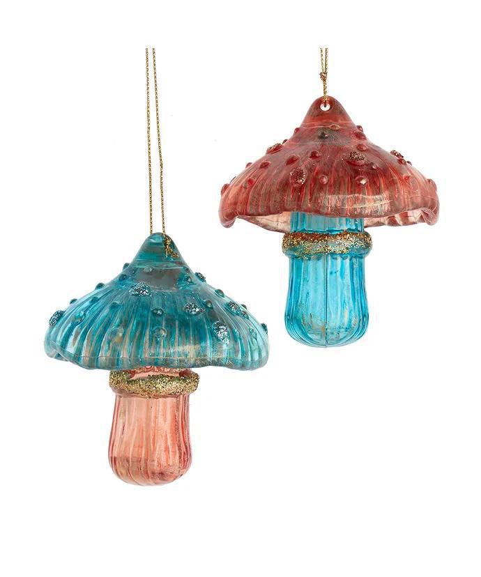 Teal & Rose Mushroom Ornament by Kurt Adler – Whimsical Holiday Charm