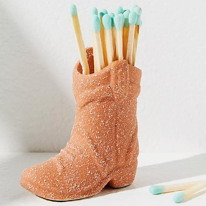 Terracota boot match holder with matches