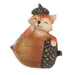 Fox figurine inside an acorn with a pinecone on a white background