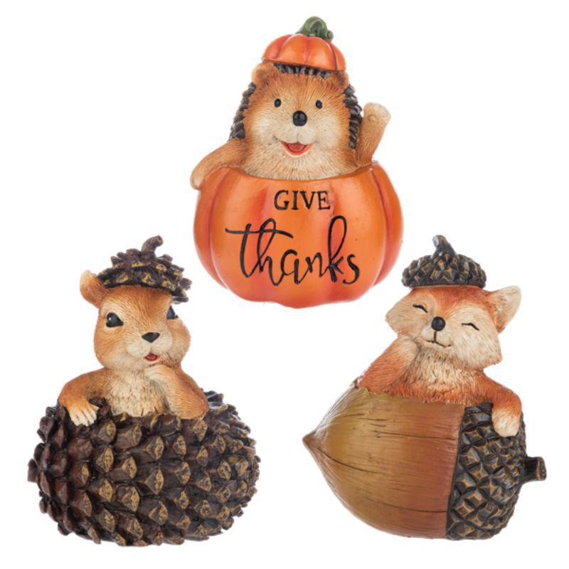 Thankful Fall Critter Figurines | 5" | Cute Seasonal Decor