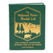 Green book titled 'The National Parks Bucket List' with gold illustrations on a white background