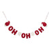 Red 'OH OH OH' banner with snowflake decorations on a white background