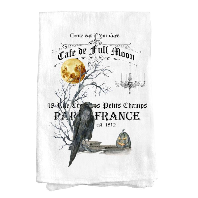 Cafe De Full Moon Paris Halloween Cotton Tea Towels Kitchen