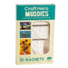 Box of Craft Hero Muddies 3D Magnets with images of painted magnets on a white background