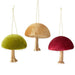Velvet Mushroom Ornaments – 3.25”, 3 Styles