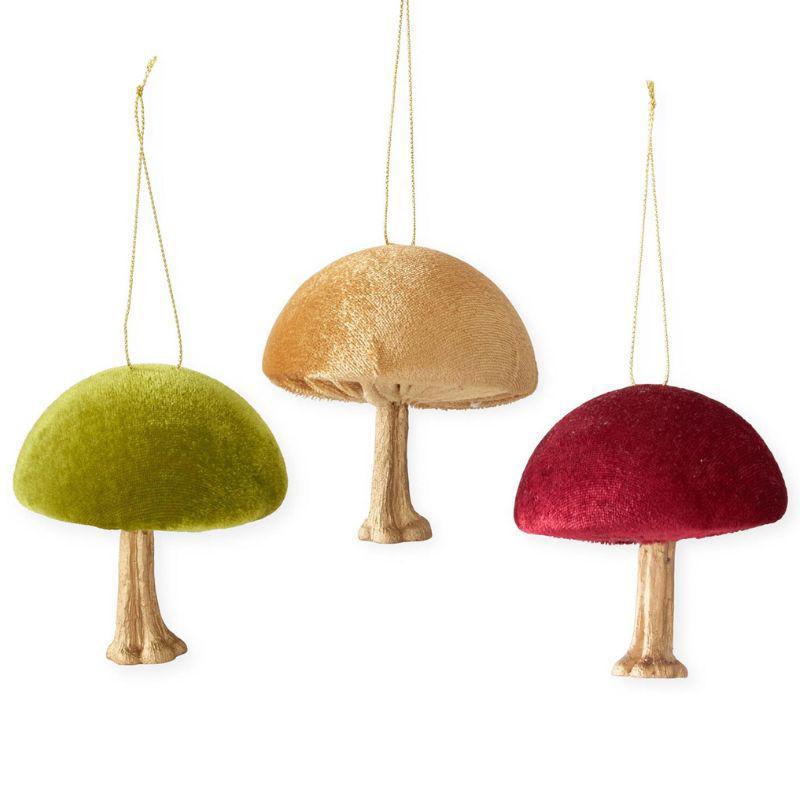 Velvet Mushroom Ornaments – 3.25”, 3 Styles