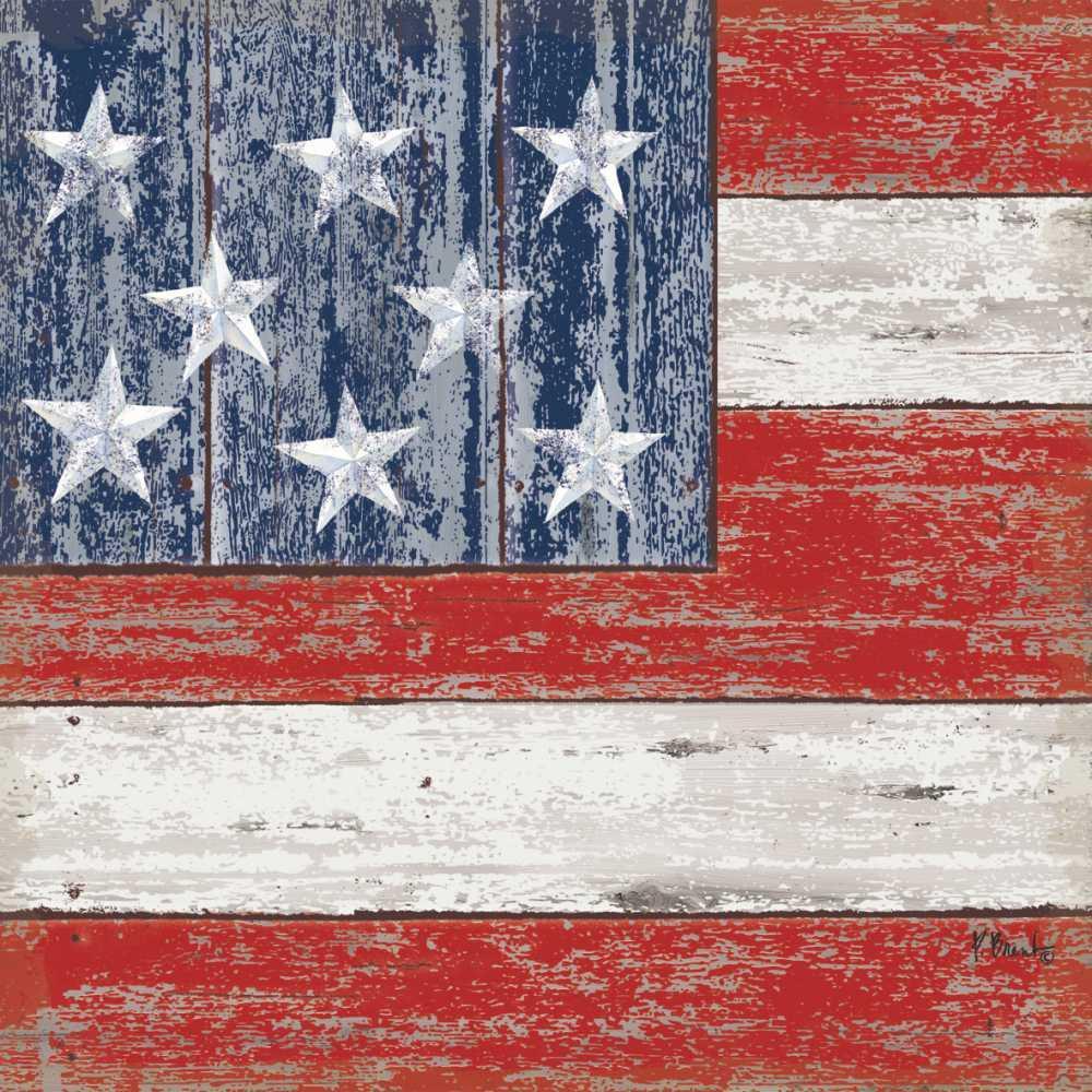 Wooden American flag with stars and stripes