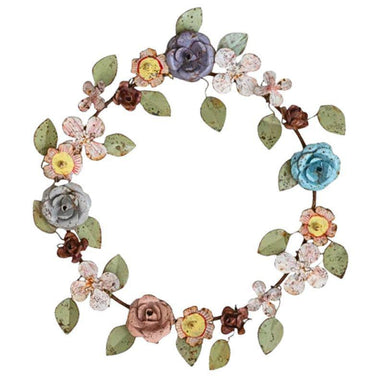 Vintage Metal Toleware Floral Wreath – Hand-Painted, 10.8"
