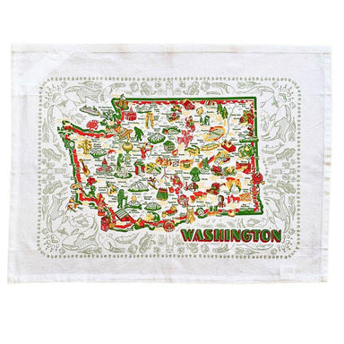 Washington State Map Dish Towel – 100% Cotton, 18x26, Colorful