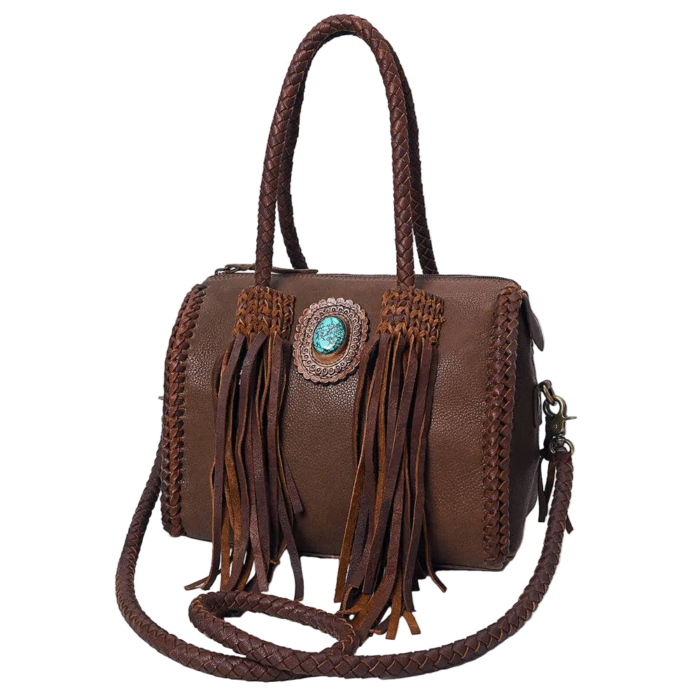 Western Genuine Leather Fringe Duffel Bag