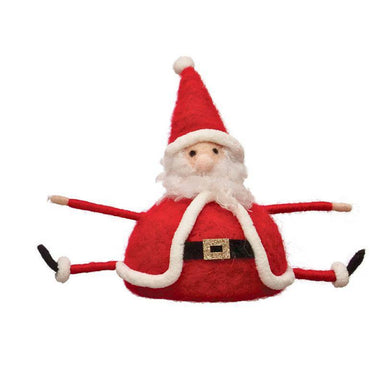 Whimsical Wool Felt Sitting Santa – Holiday Figurine