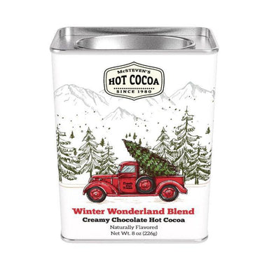 Winter Wonderland Red Pickup Hot Cocoa – 8 oz Retro Tin