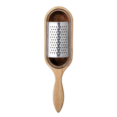 Wood & Stainless Steel Cheese Grater with Catch Bowl