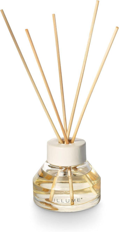 Diffuser with wooden sticks and a white cap on a white background