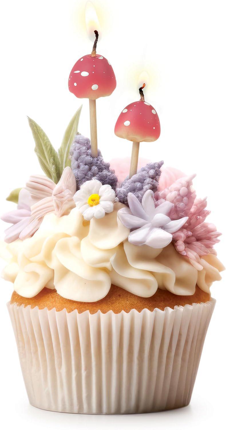 Woodland Wicks Mushroom Party Candles – Set of 10