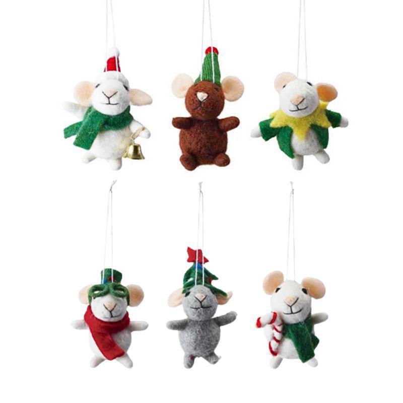 Wool Mouse Ornaments –  6 styles, 6.3" x 4.8"