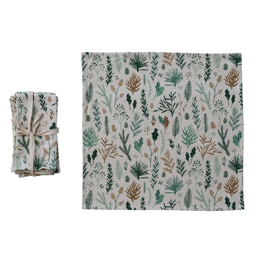 Woven Cotton Napkins – Botanical Pattern Set of 4