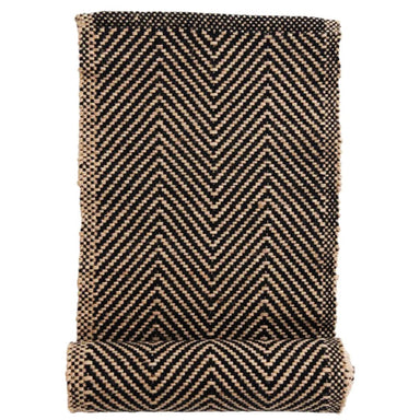 WovWoven Jute and Cotton Table Runner with Chevron Pattern Materials: 50% Cotton, 50% Jute