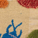 Close-up of a textured fabric surface with colorful floral patterns.