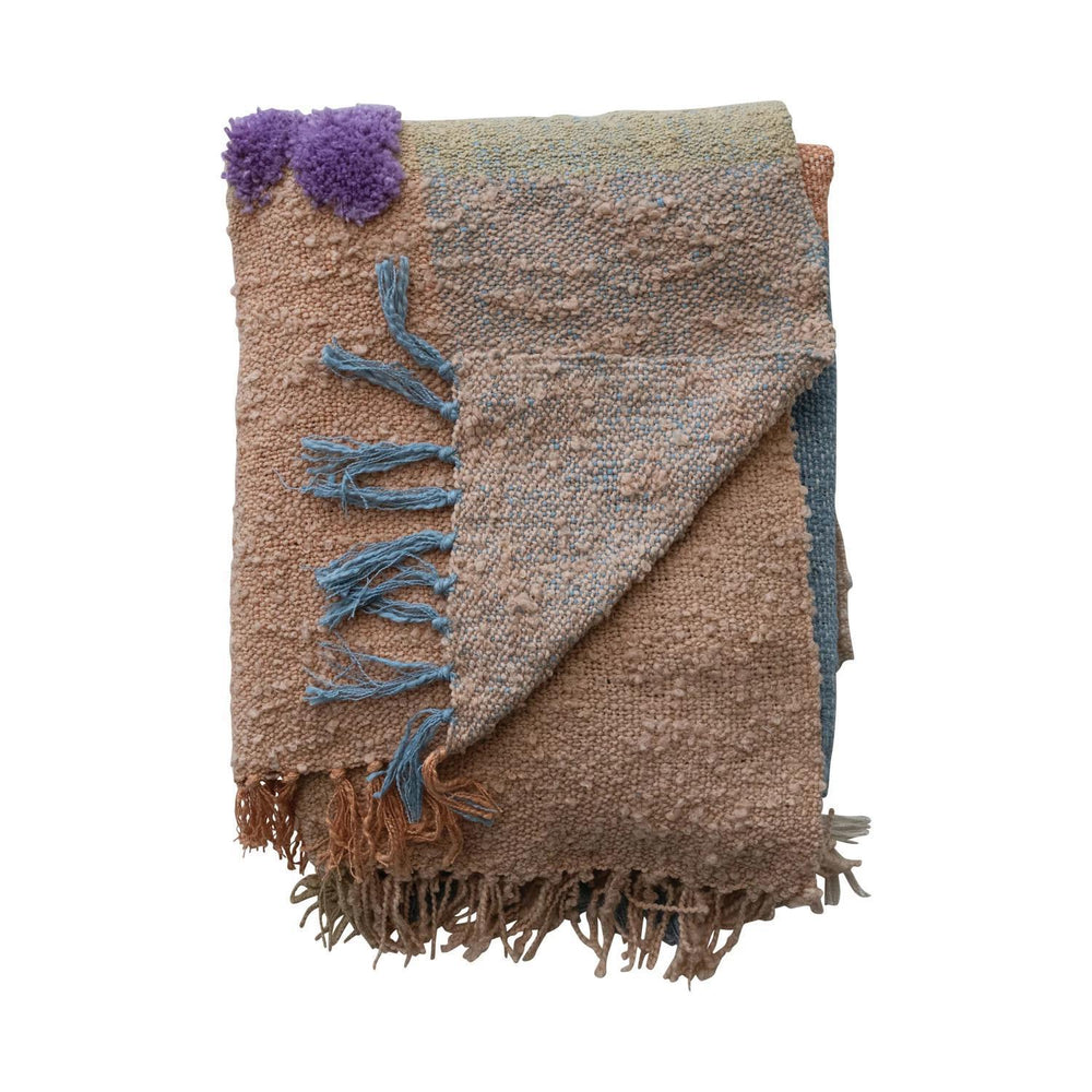 Woven Poly Plaid Throw w Tufting DG0321