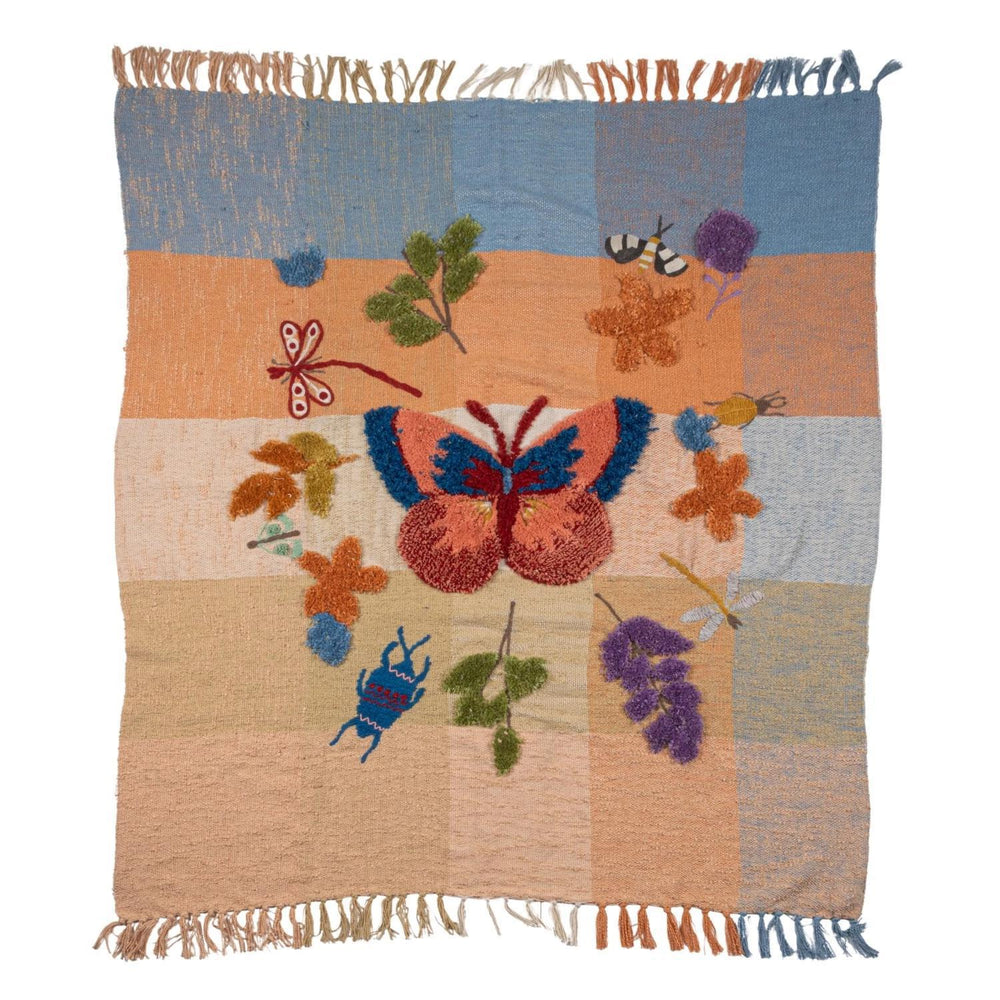 Woven Throw with Tufting & Embroidery – Garden Style | 60" x 50"