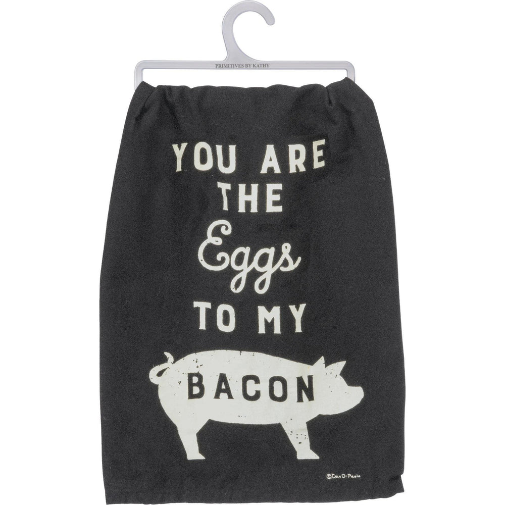 “You Are The Eggs To My Bacon” Cotton Kitchen Towel – 28" x 28"