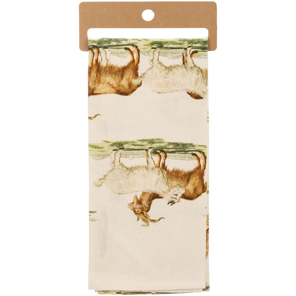 Packaged tea towel with kangaroo design on a white background